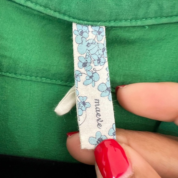 Anthropologie Maeve Kelly Green Fountain of Youth Sleeveless Shirt Dress Women 8 - Picture 11 of 16